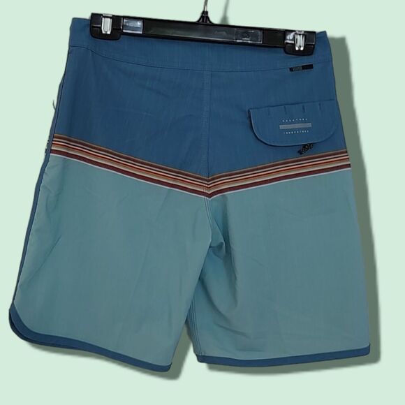 NEW Vissla Dredges Board Shorts Surf Sz 27 Upcycle Stretch Blue Retro Colorblock - Picture 3 of 9